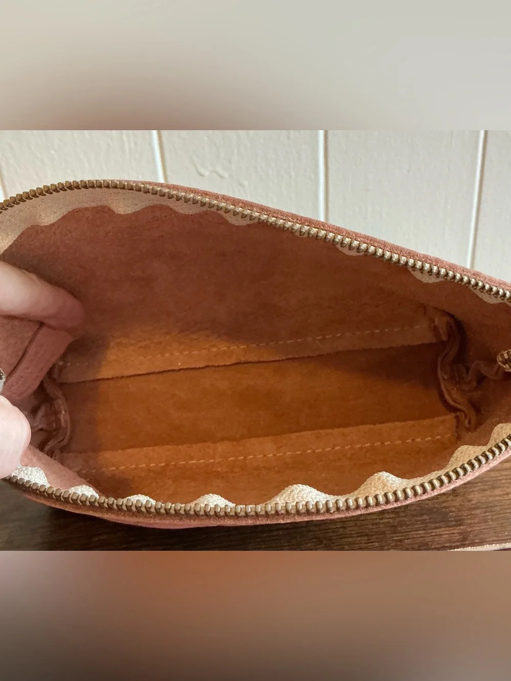Portland Leather Goods Eclipse Makeup Bag First Quality Retail Line Vintage Pink